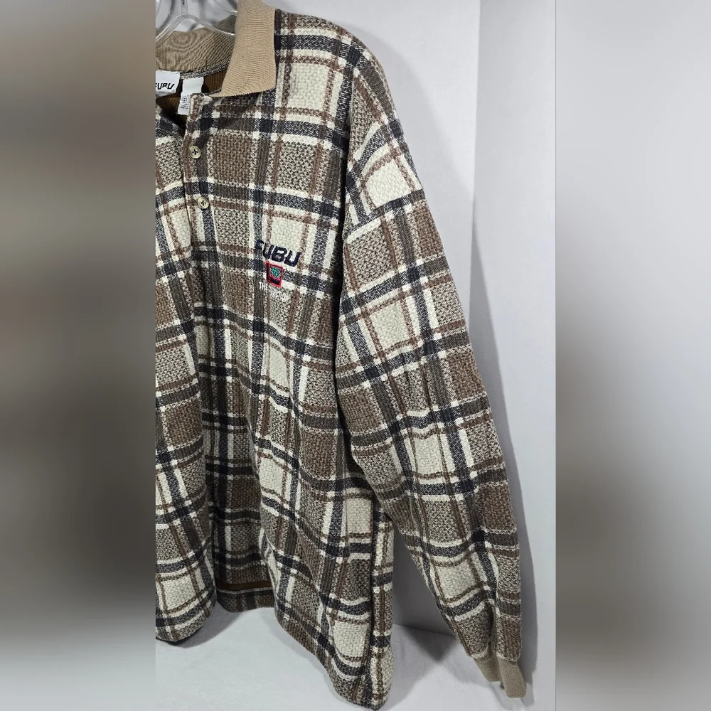 VINTAGE FUBU The Collection Shirt/Sweater LS Men's Adult Extra Large Brown Tan - Picture 2 of 13
